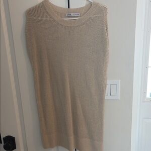 Zara Light Tan Sleeveless Knit Top